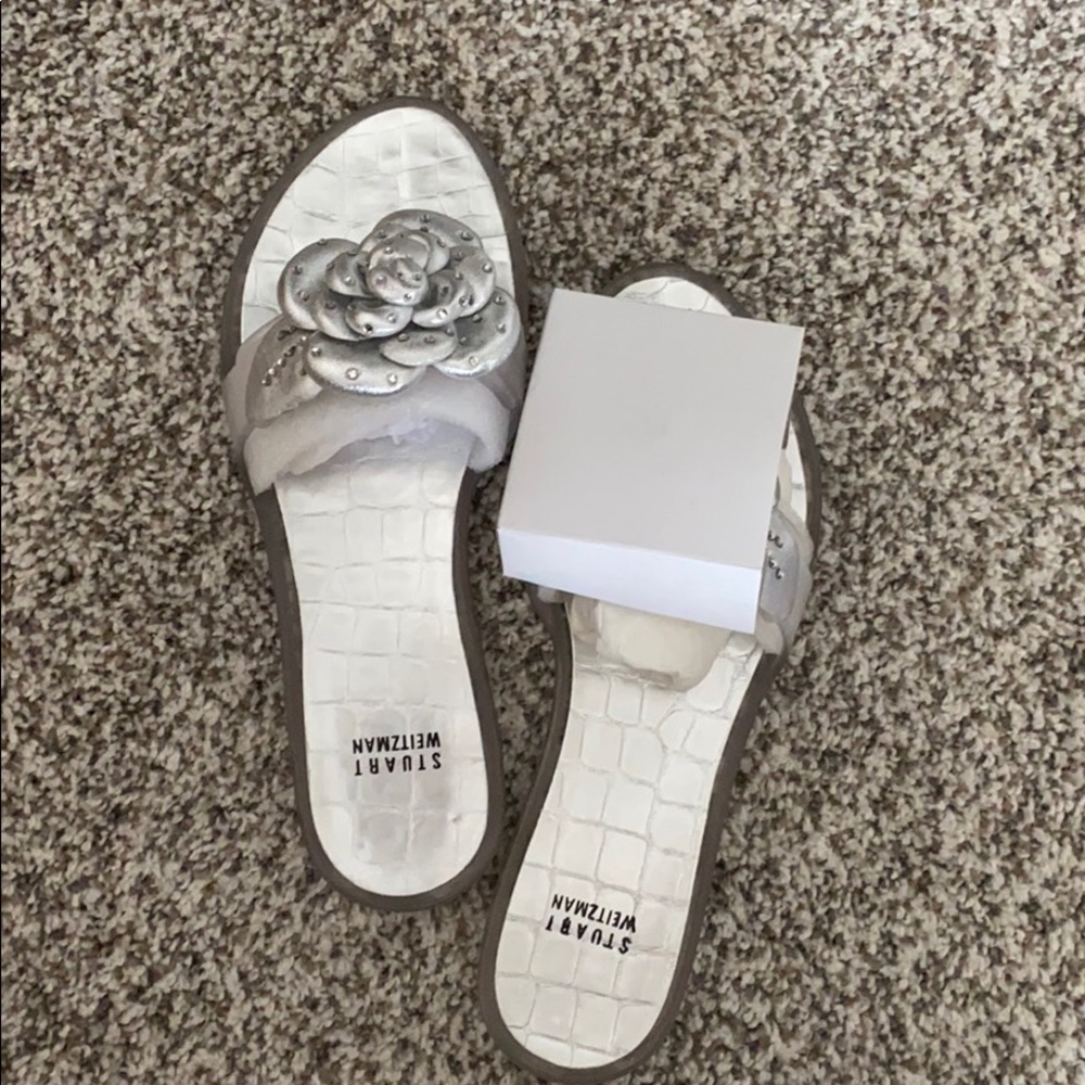 Stuart Weitzman Silver Nappa Jelly Sandal